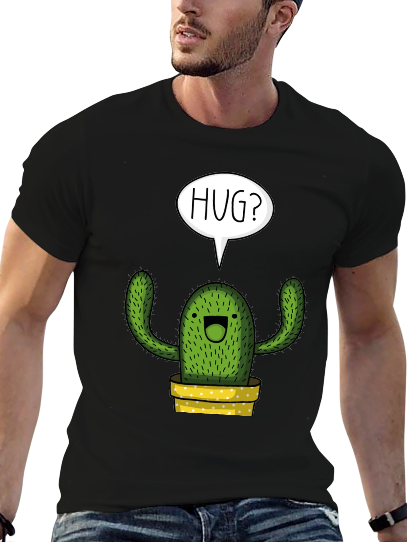 Hug Me Cactus Graphic Tee - Soft Cotton Blend