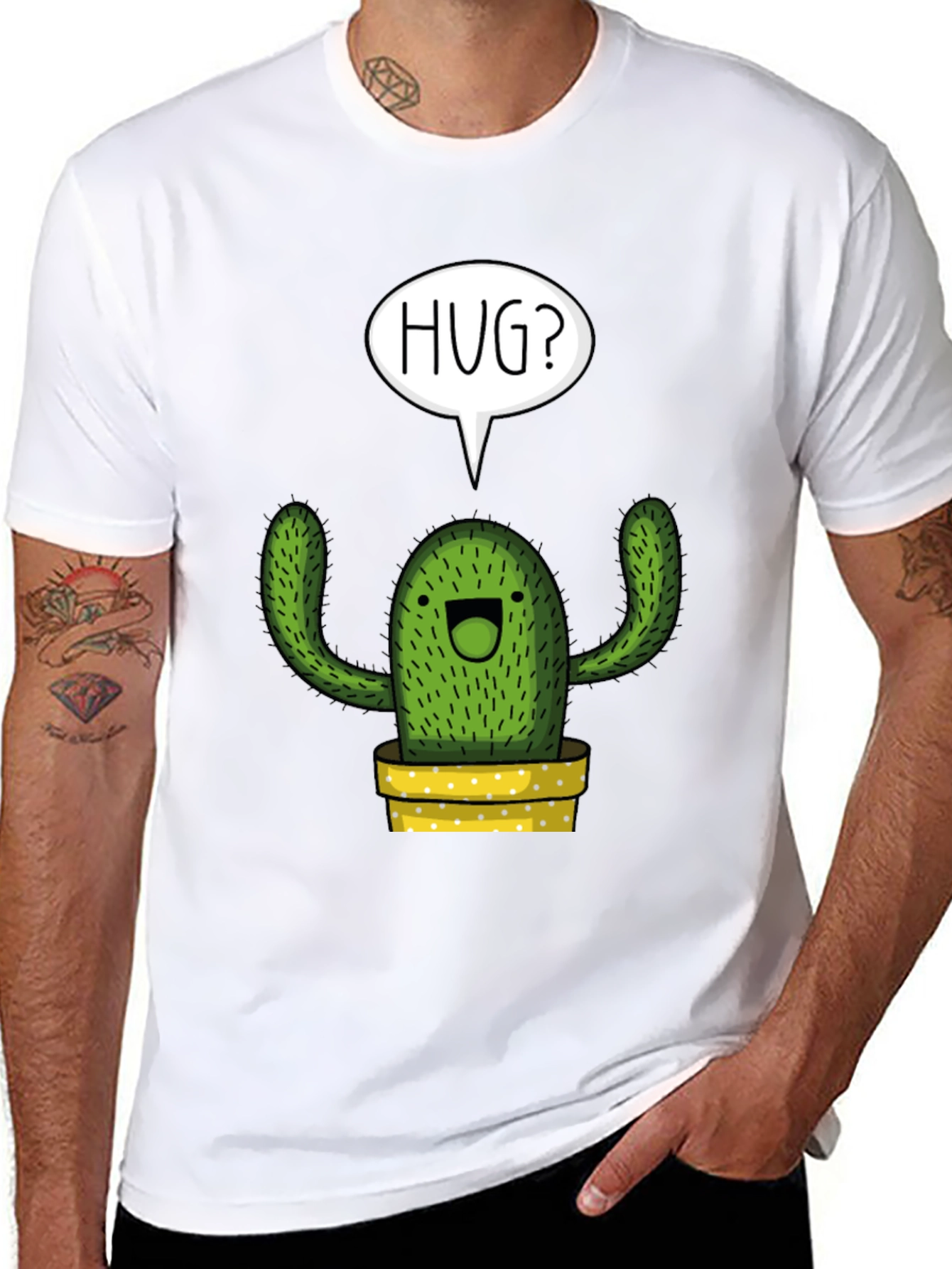 Hug Me Cactus Graphic Tee - Soft Cotton Blend