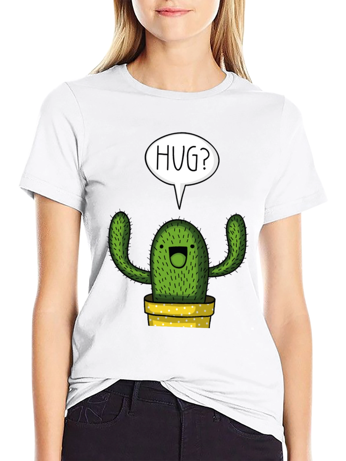 Hug Me Cactus Graphic Tee - Soft Cotton Blend