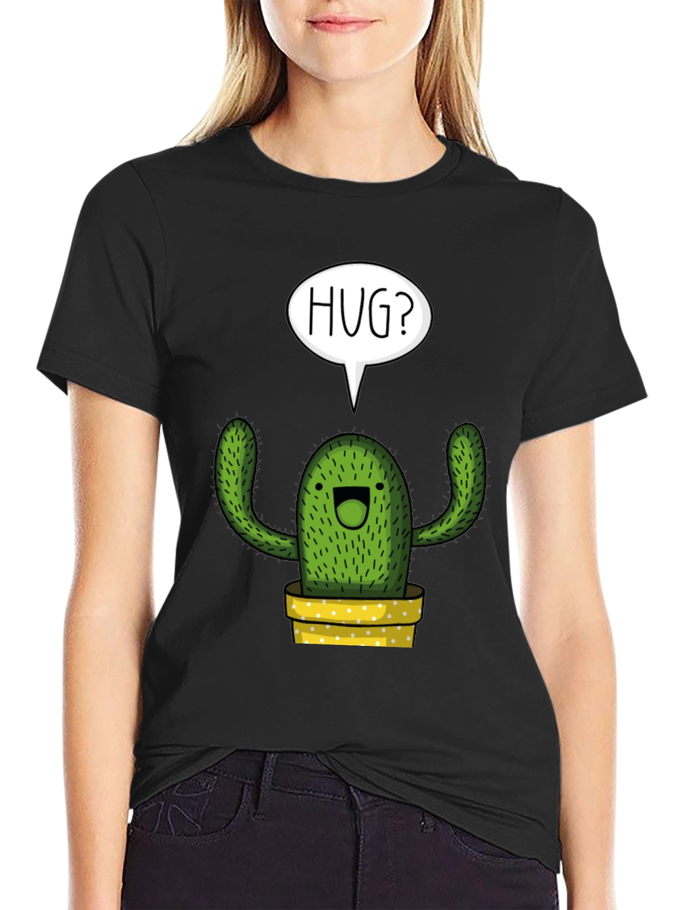 Hug Me Cactus Graphic Tee - Soft Cotton Blend