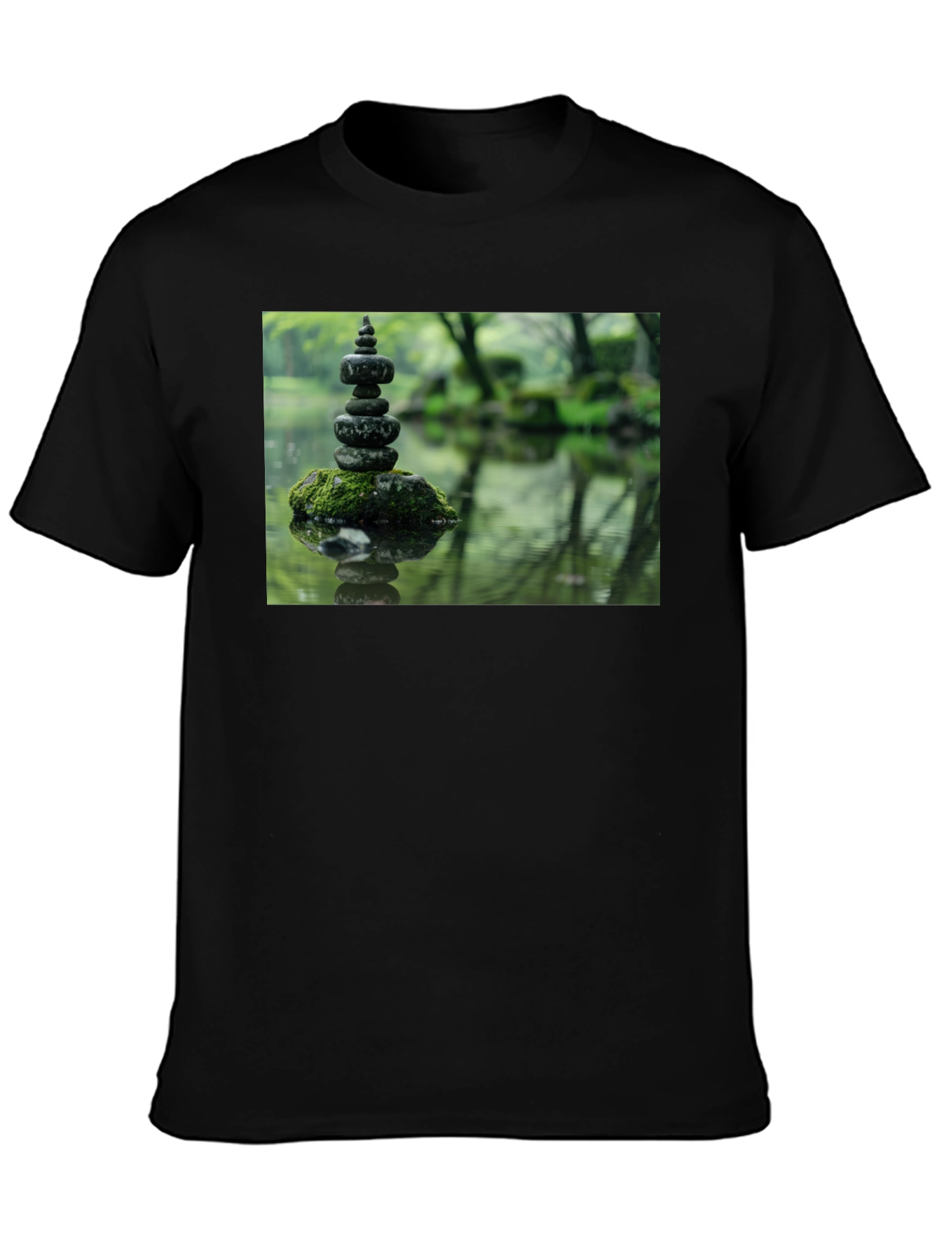 Zen Garden Rocks Graphic Tee - Peaceful Stacked Stones