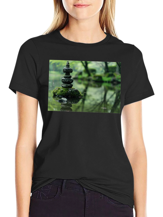 Zen Garden Rocks Graphic Tee - Peaceful Stacked Stones