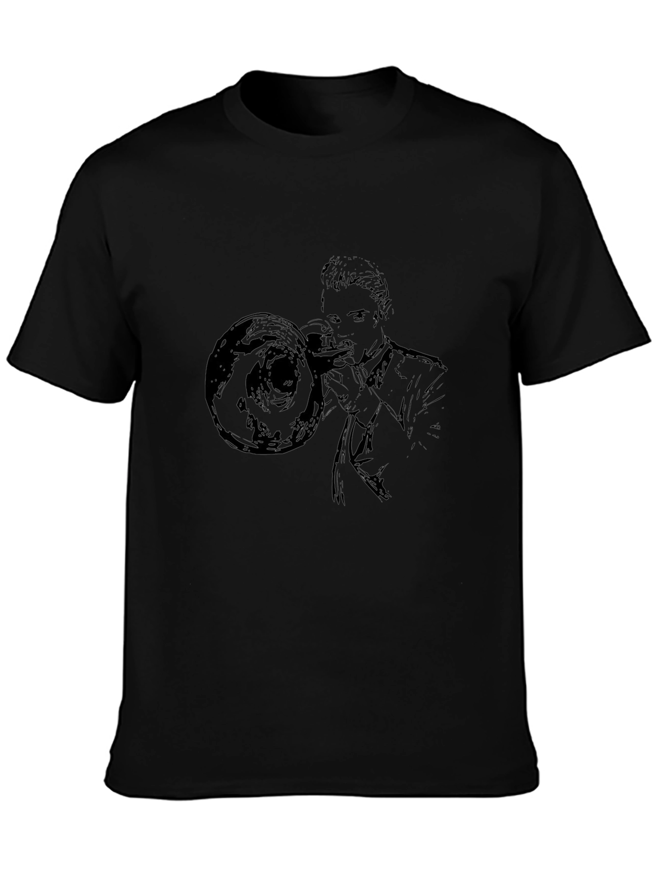 Trombone Player Graphic Tee - Black Cotton Shirt
