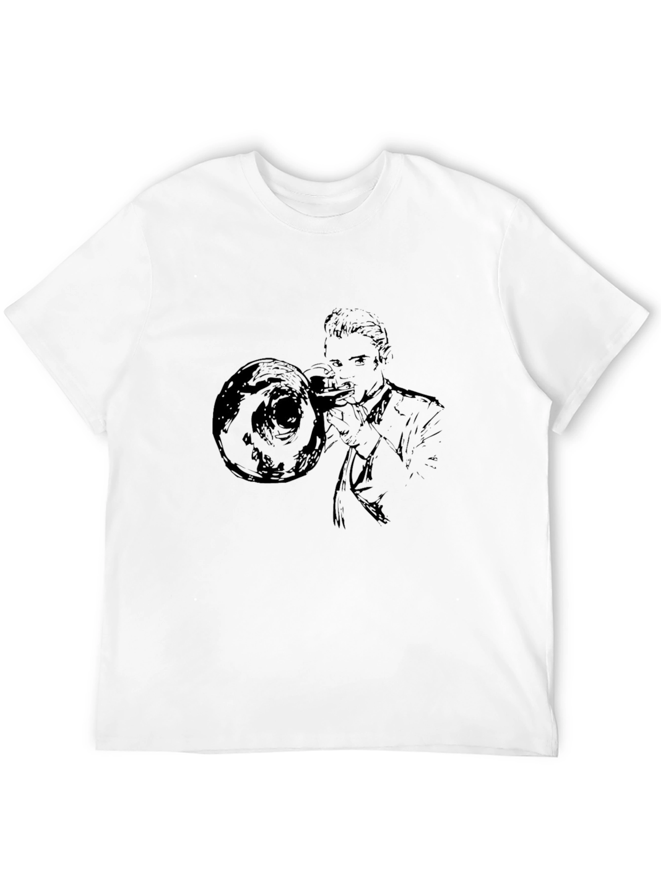 Trombone Player Graphic Tee - Black Cotton Shirt