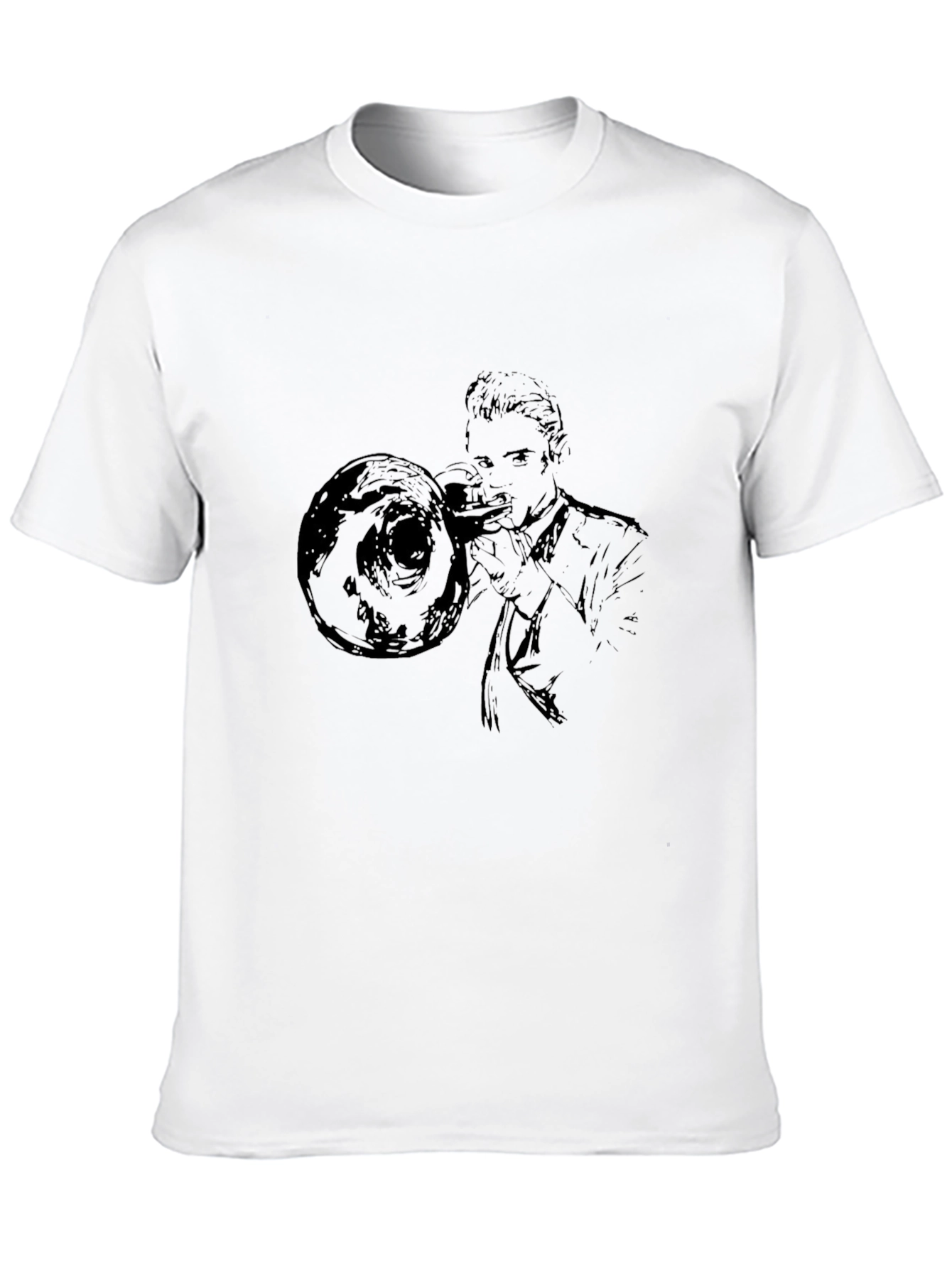 Trombone Player Graphic Tee - Black Cotton Shirt