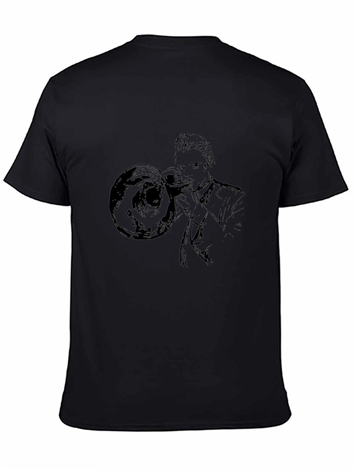 Trombone Player Graphic Tee - Black Cotton Shirt