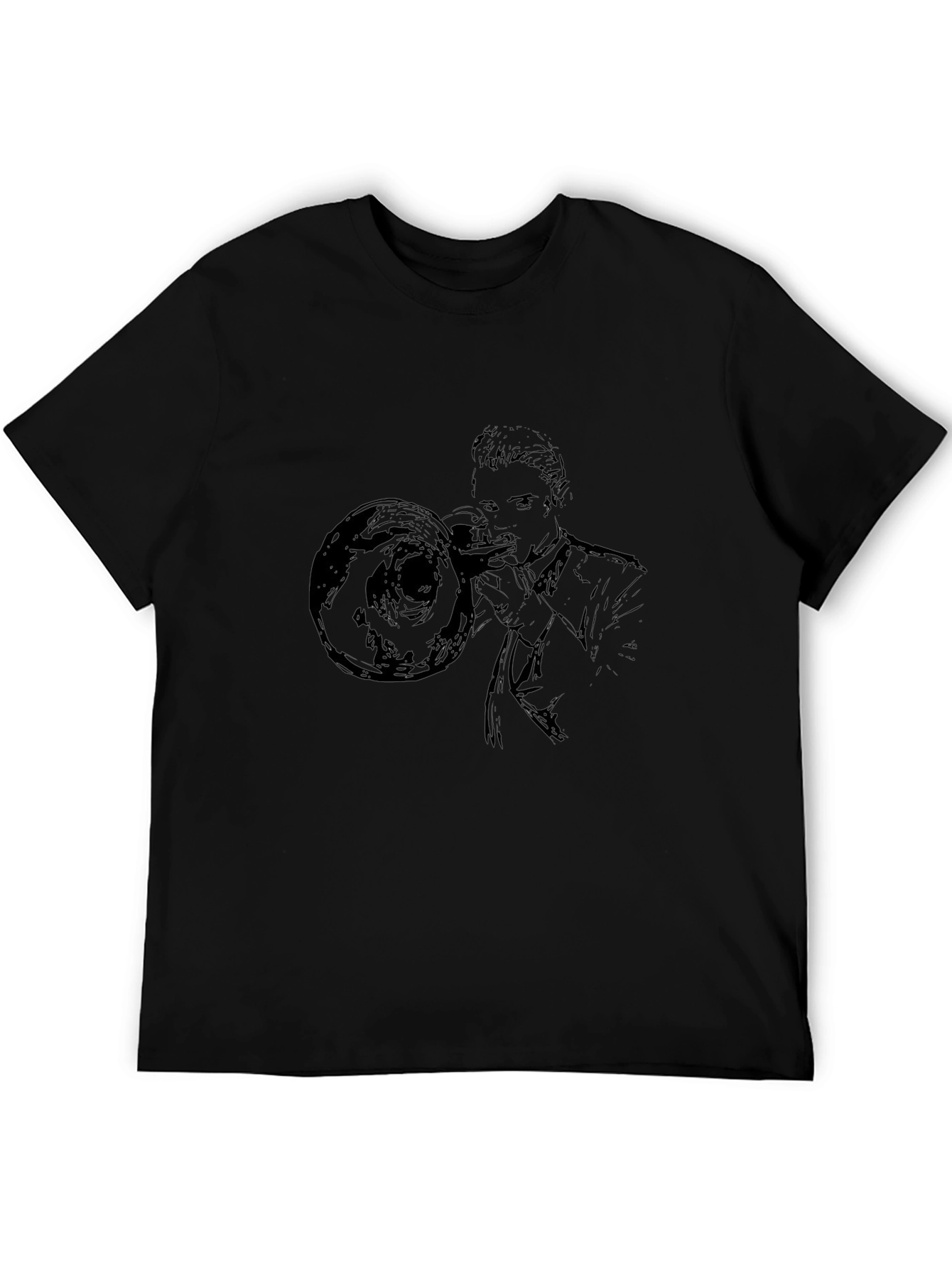Trombone Player Graphic Tee - Black Cotton Shirt