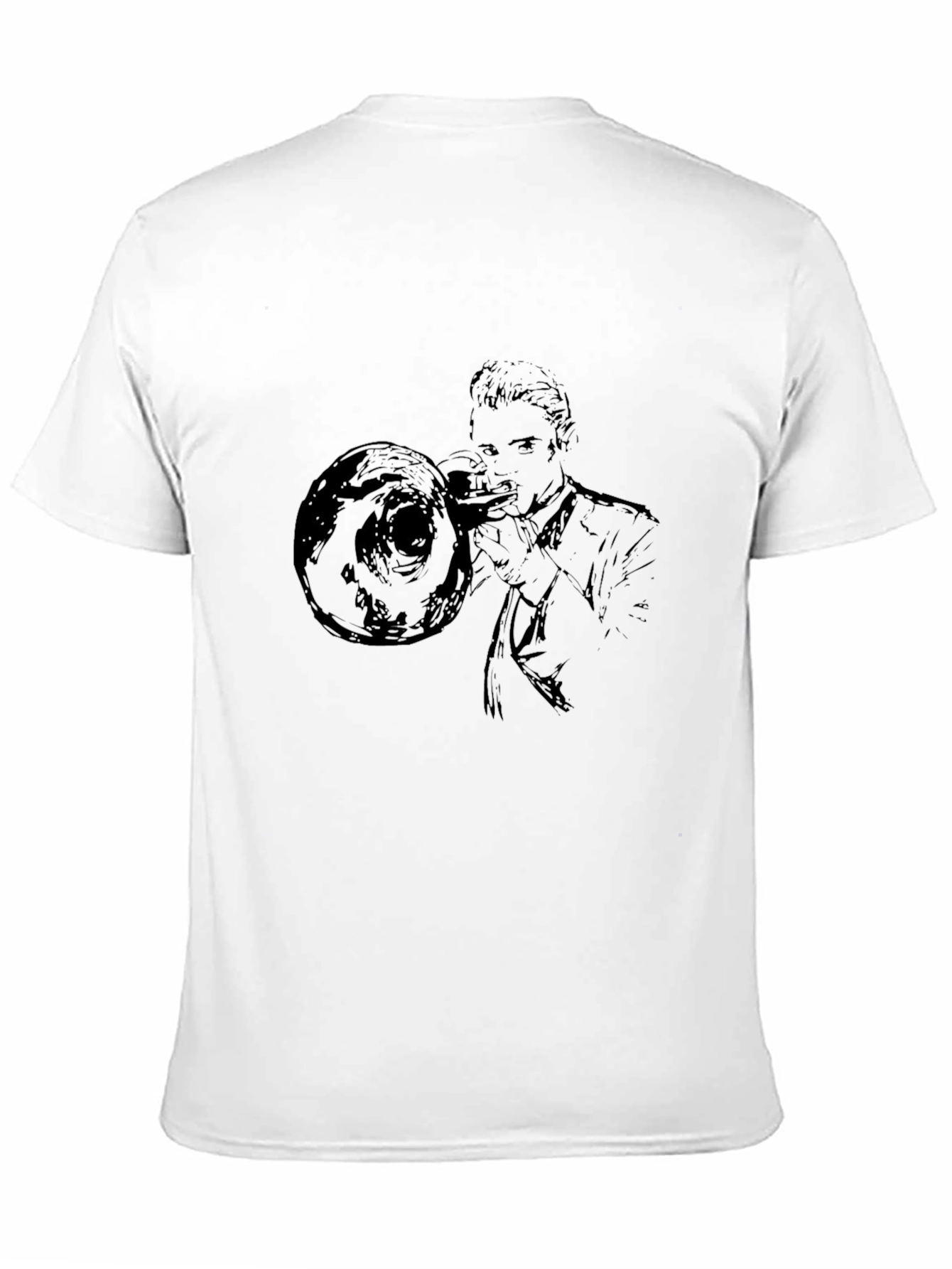 Trombone Player Graphic Tee - Black Cotton Shirt