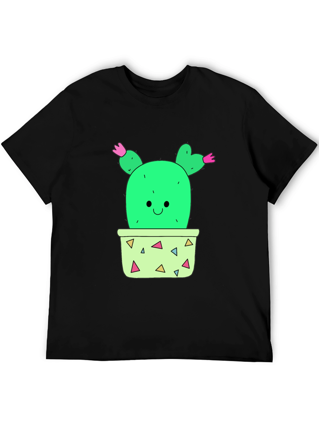 Cactus Graphic T-Shirt - Black Cute Potted Plant Tee