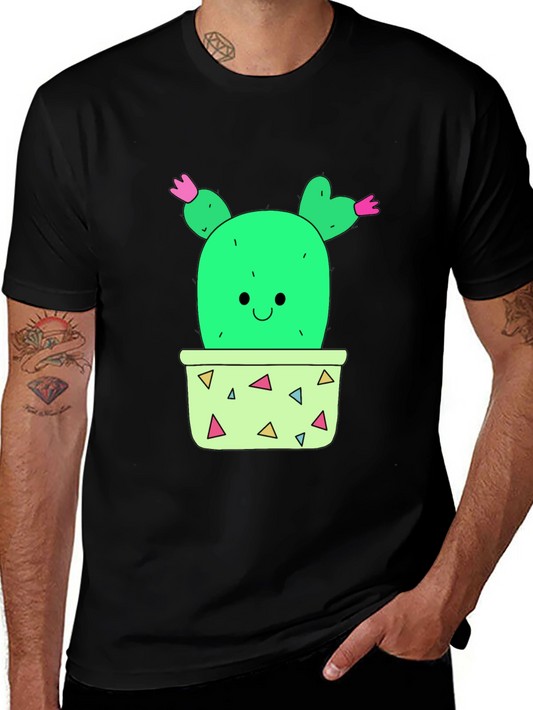 Cactus Graphic T-Shirt - Black Cute Potted Plant Tee