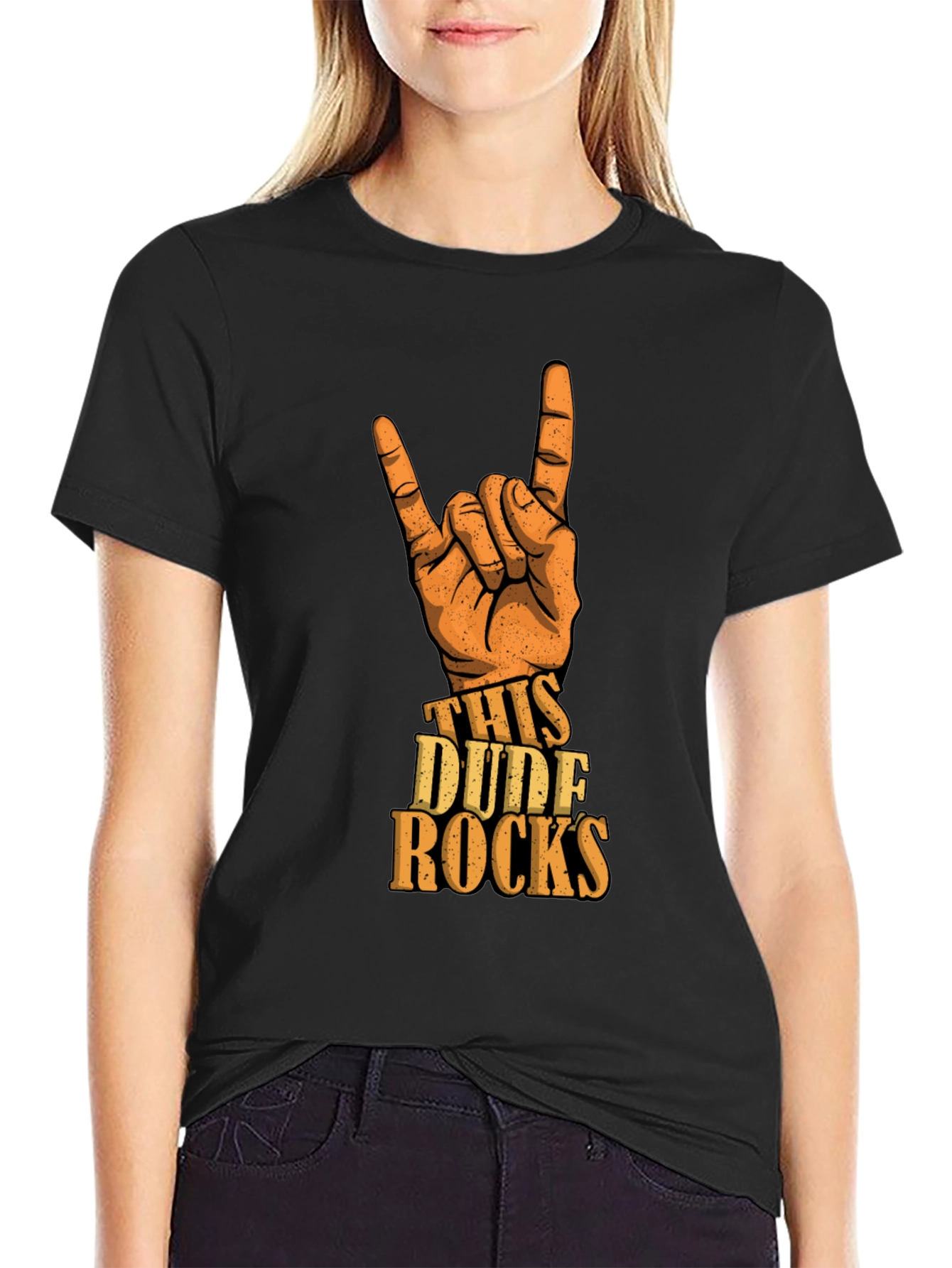 This Dude Rocks T-Shirt - Rock On Hand Gesture