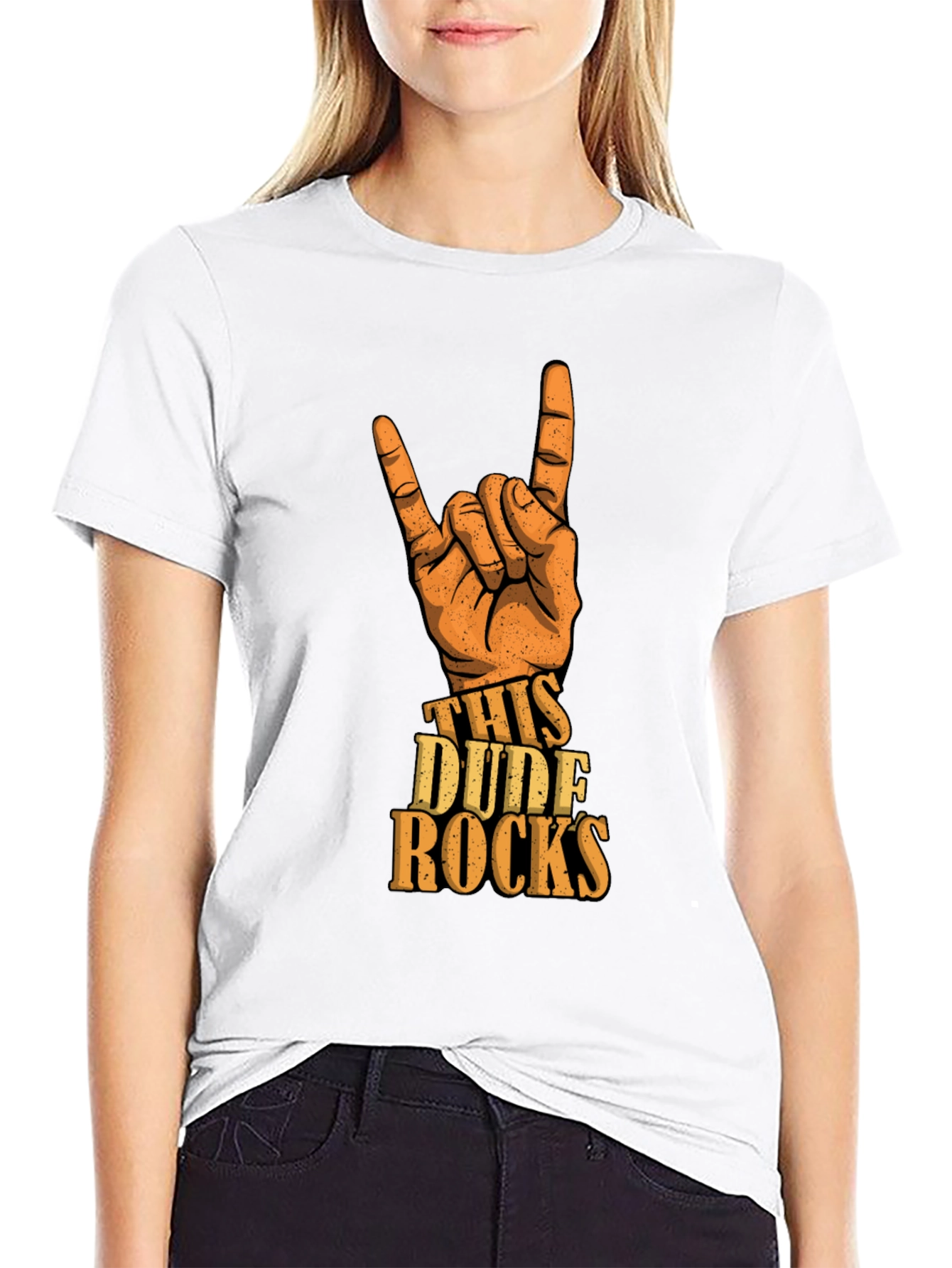 This Dude Rocks T-Shirt - Rock On Hand Gesture