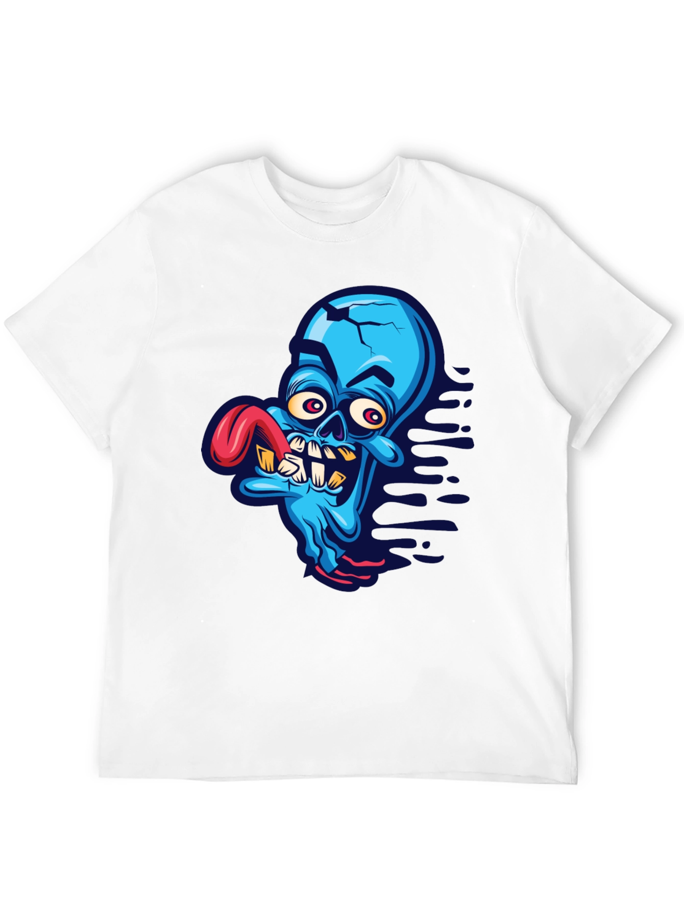 Cartoon Zombie Graphic Tee - Blue