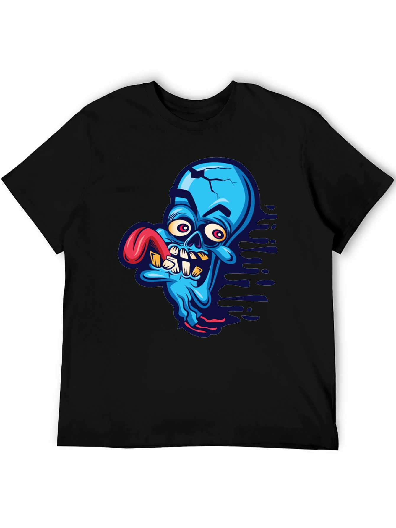Cartoon Zombie Graphic Tee - Blue