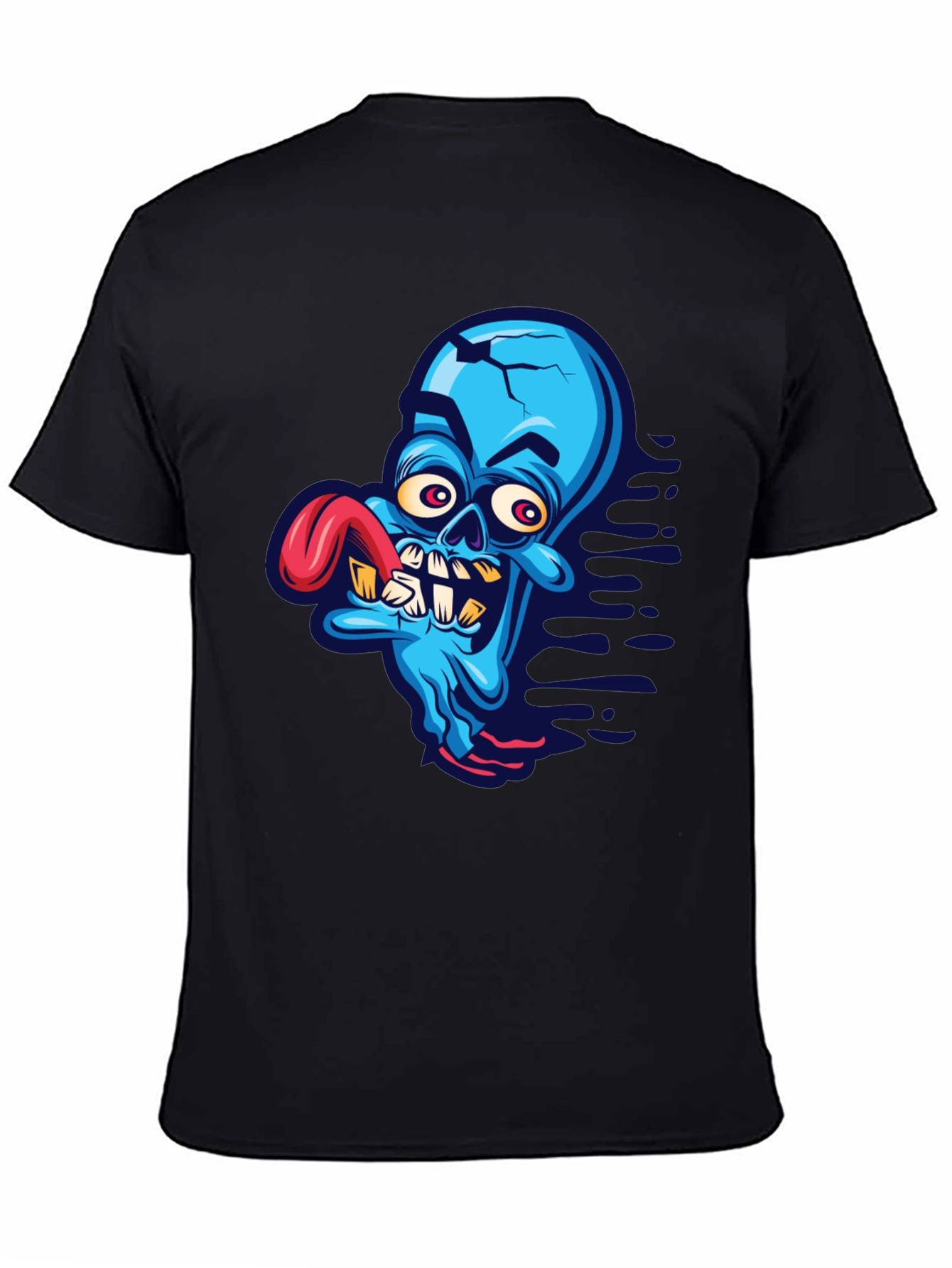 Cartoon Zombie Graphic Tee - Blue