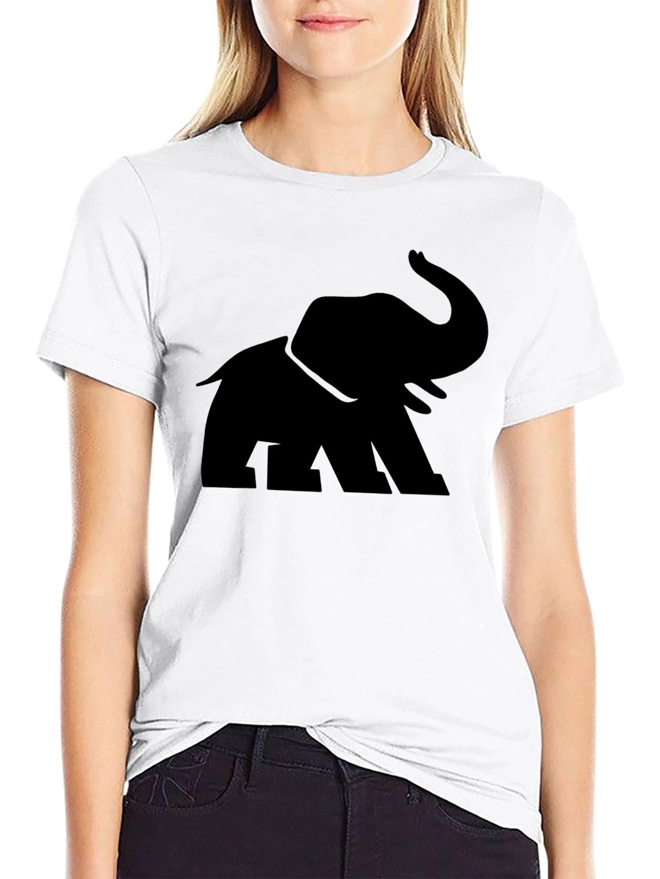Elephant Graphic Print Crew Neck Mens T-Shirt
