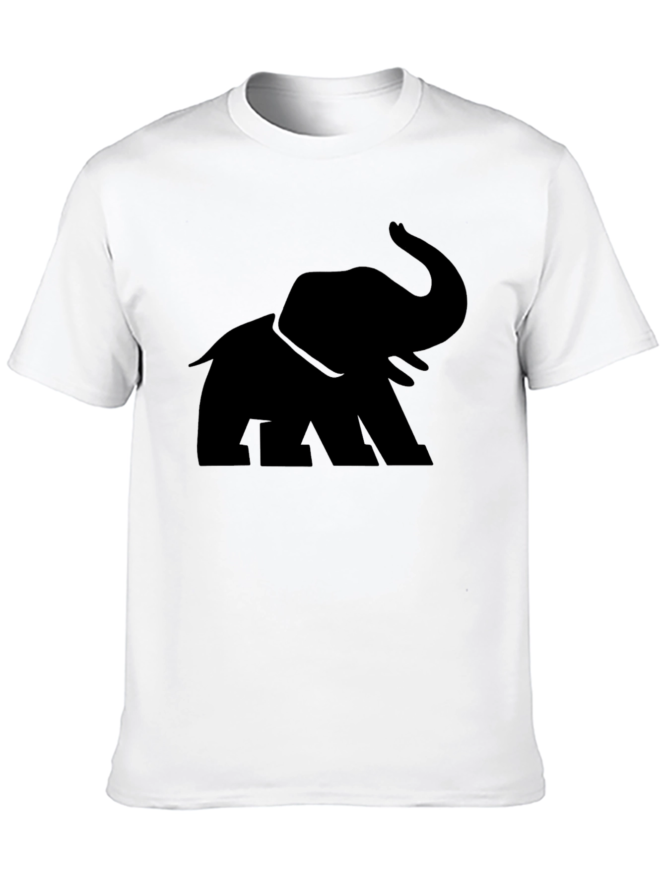 Elephant Graphic Print Crew Neck Mens T-Shirt