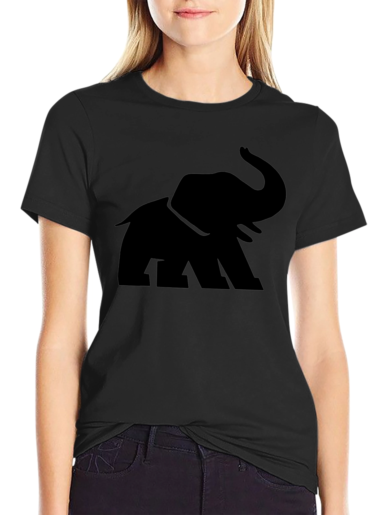 Elephant Graphic Print Crew Neck Mens T-Shirt
