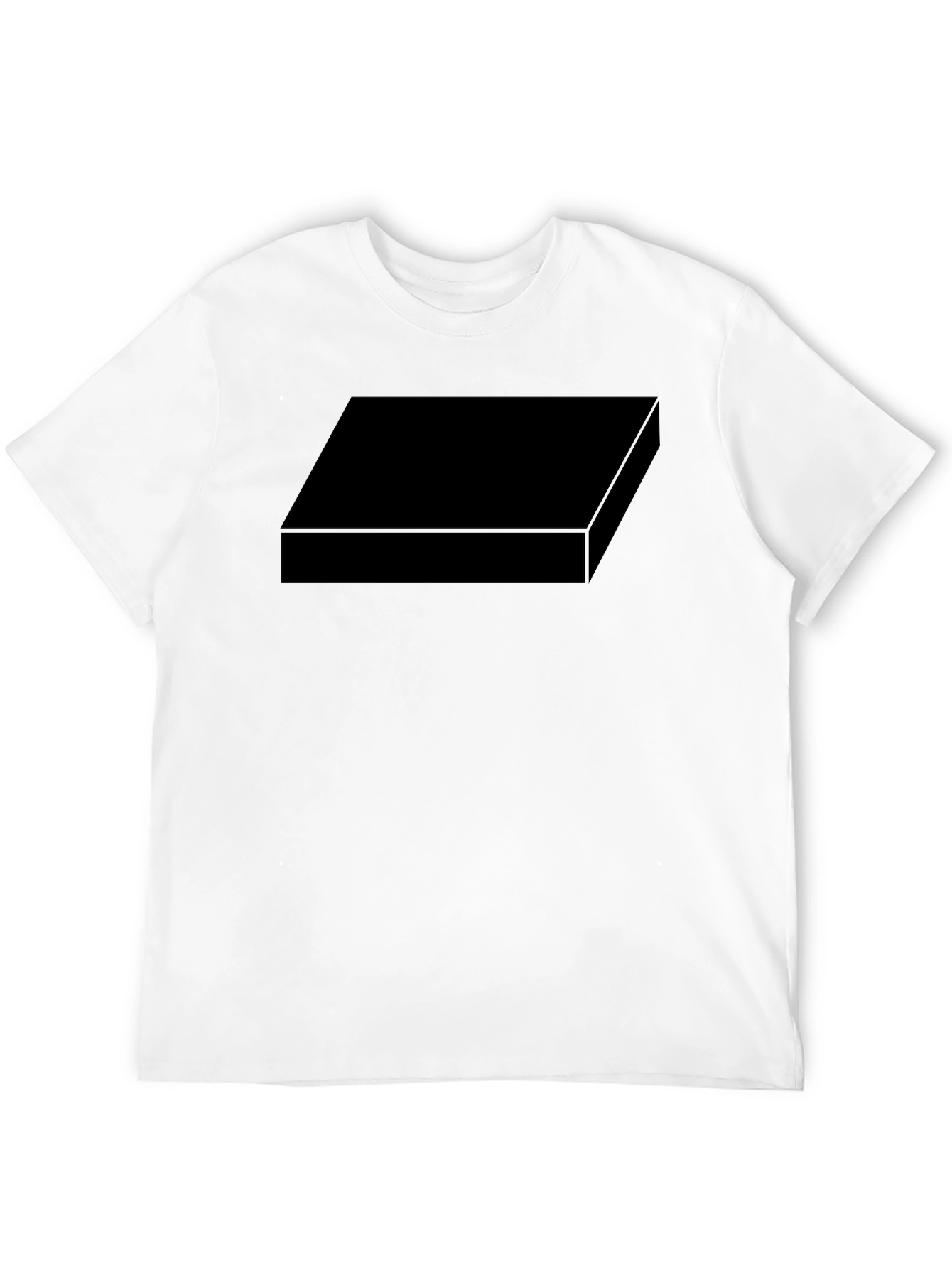 Mens Black Graphic Tee - Geometric Design Casual Shirt