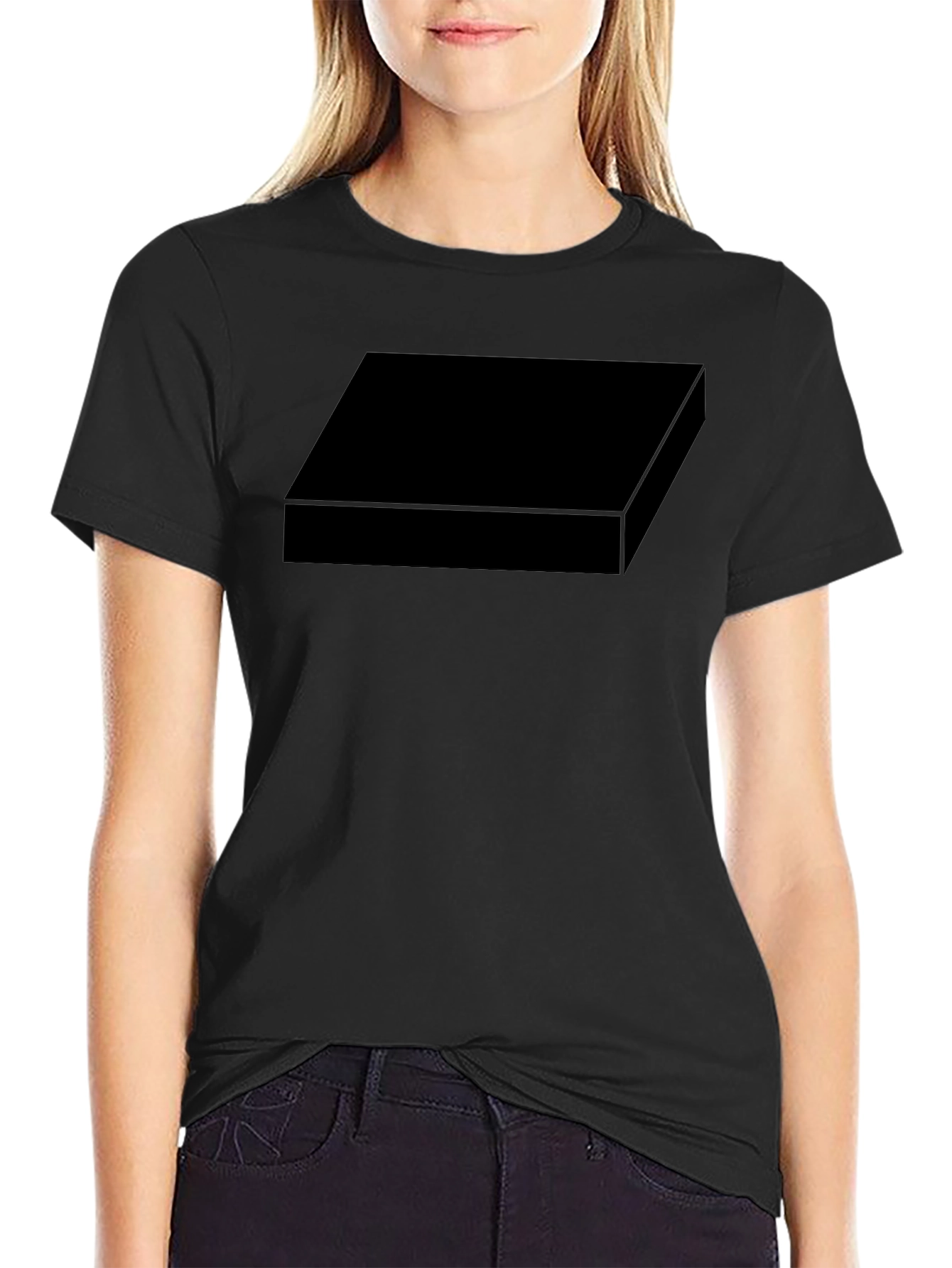 Mens Black Graphic Tee - Geometric Design Casual Shirt