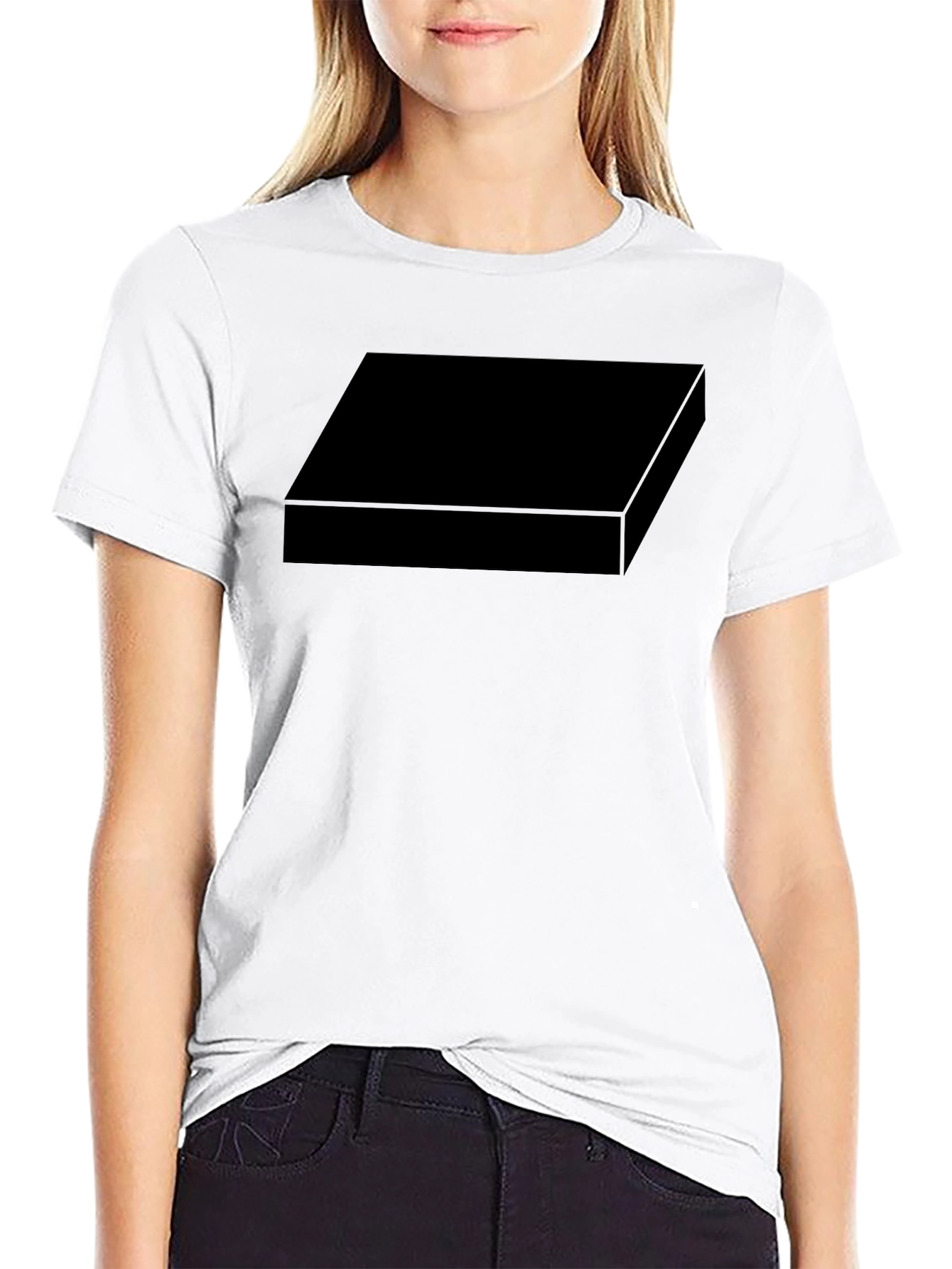 Mens Black Graphic Tee - Geometric Design Casual Shirt