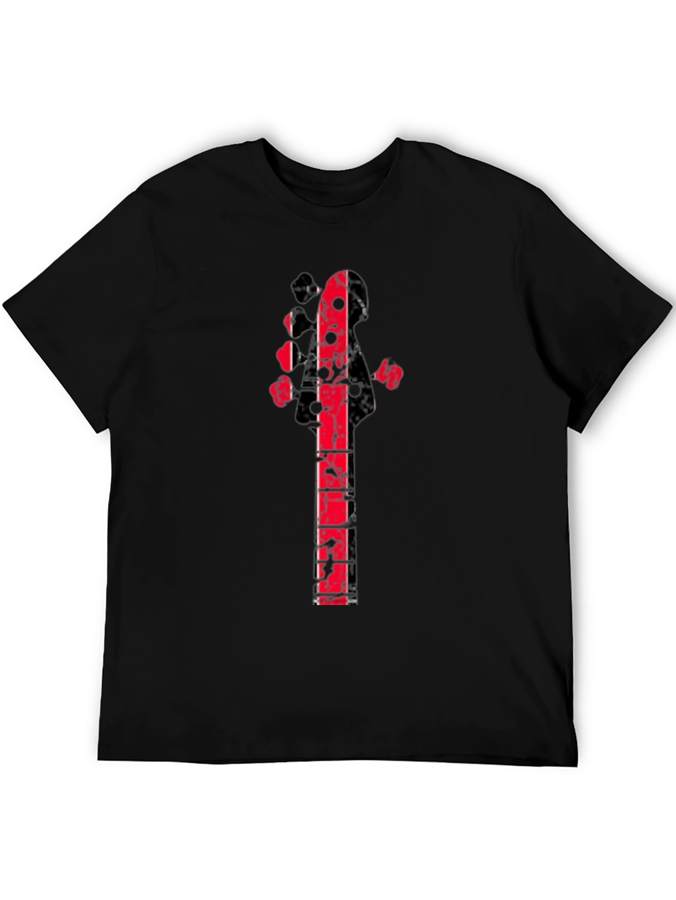 Distressed Red Guitar Graphic Black T-Shirt
