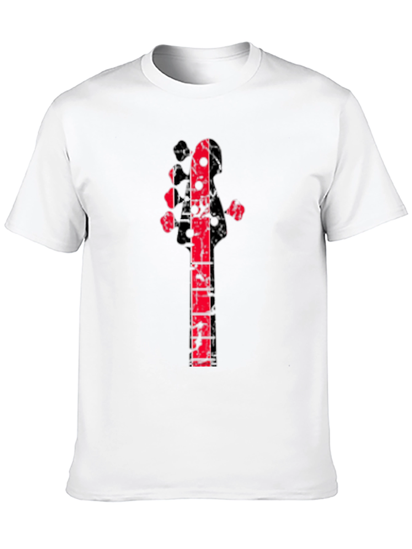 Distressed Red Guitar Graphic Black T-Shirt