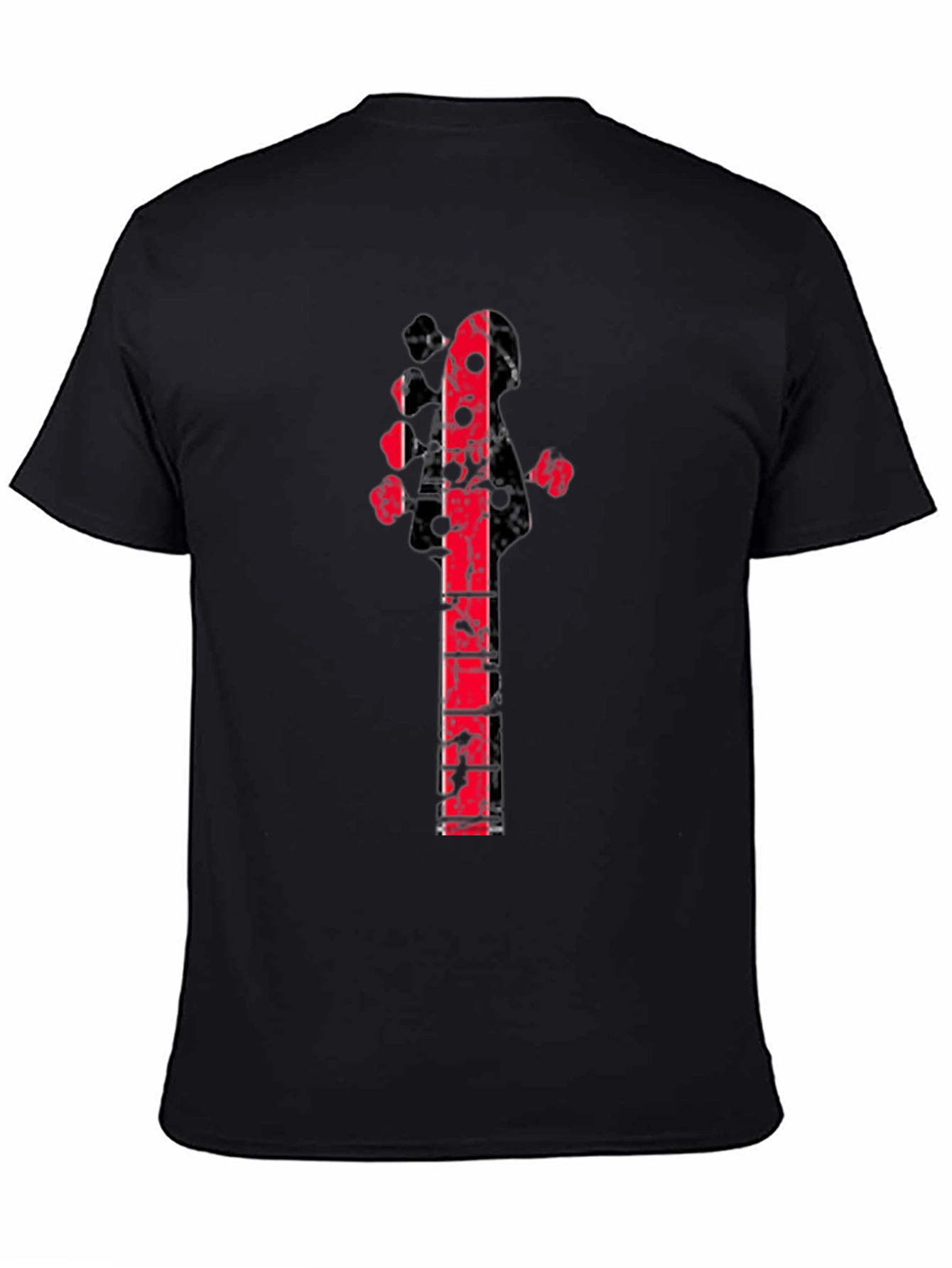 Distressed Red Guitar Graphic Black T-Shirt