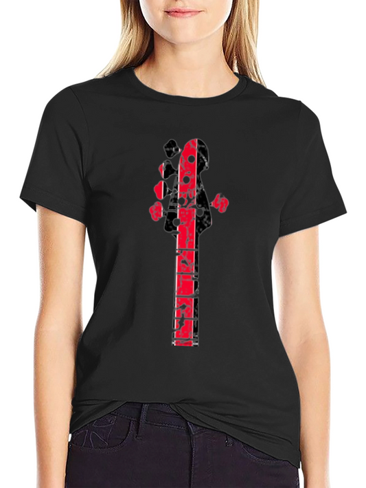 Distressed Red Guitar Graphic Black T-Shirt