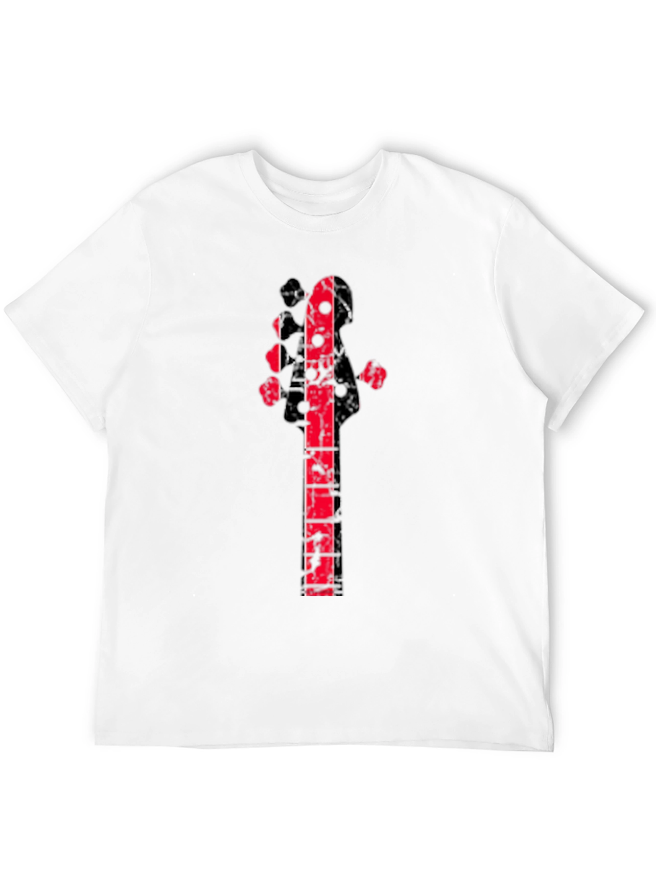 Distressed Red Guitar Graphic Black T-Shirt