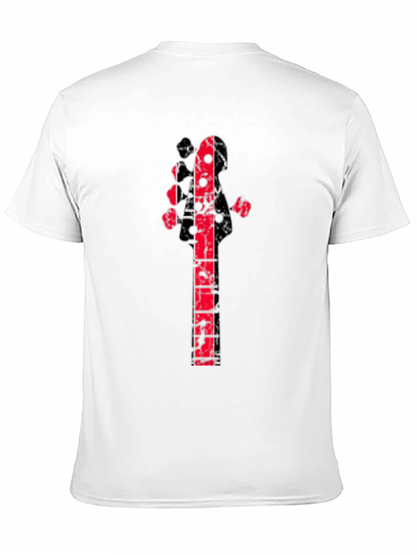 Distressed Red Guitar Graphic Black T-Shirt