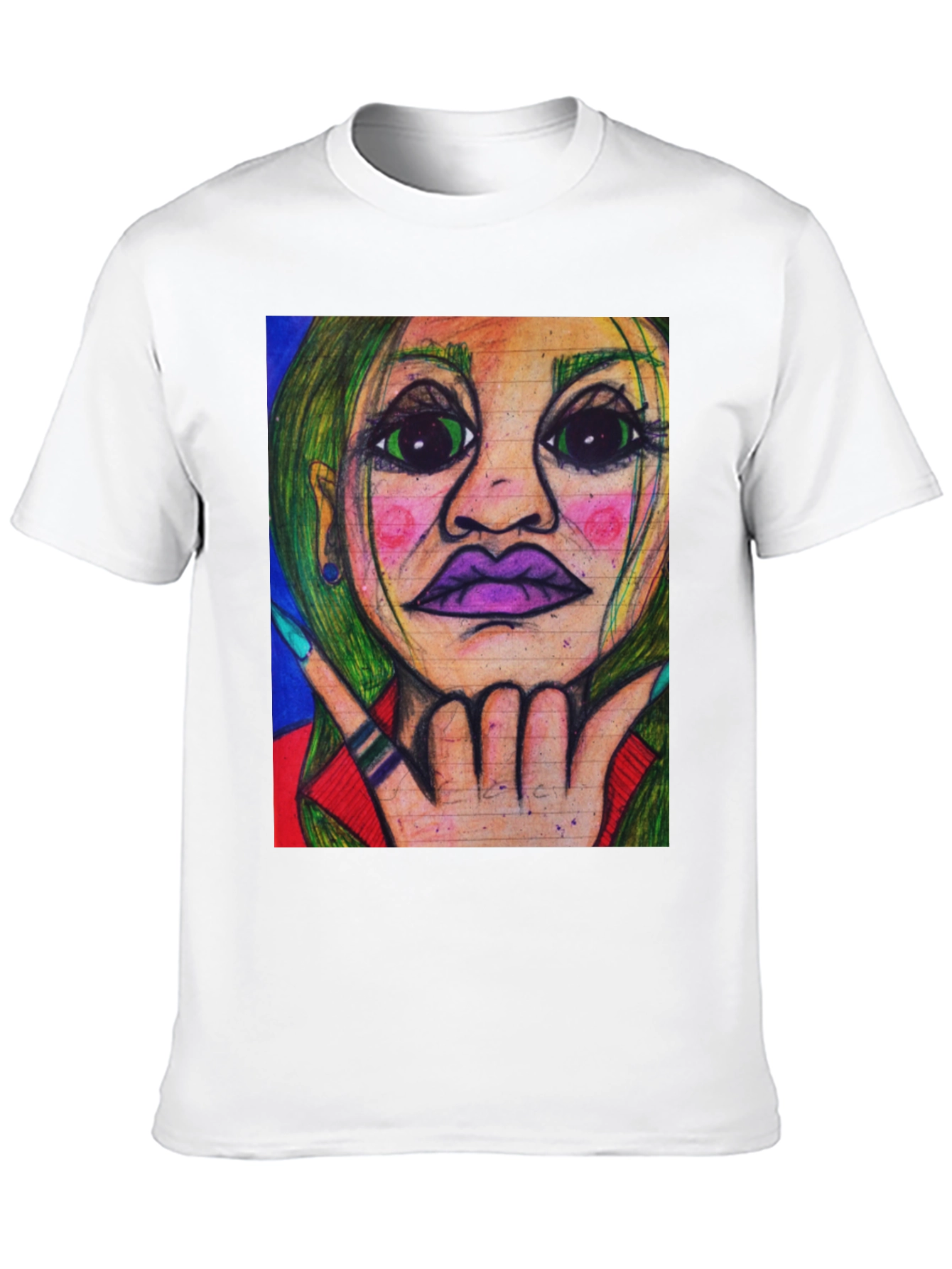 Unique Graphic Art Tee - Vivid Portrait Design
