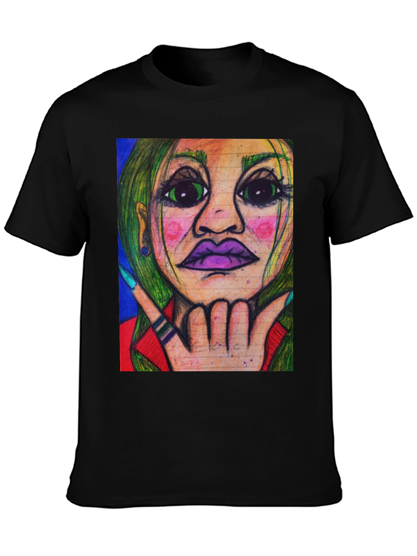 Unique Graphic Art Tee - Vivid Portrait Design