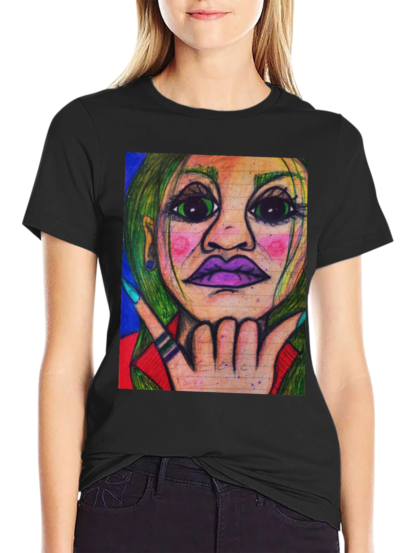 Unique Graphic Art Tee - Vivid Portrait Design