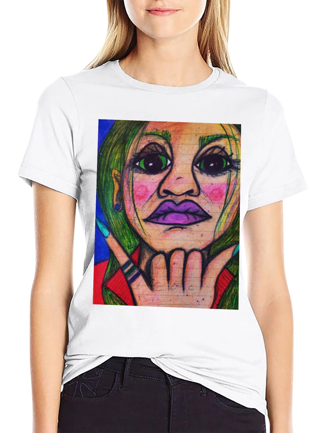Unique Graphic Art Tee - Vivid Portrait Design