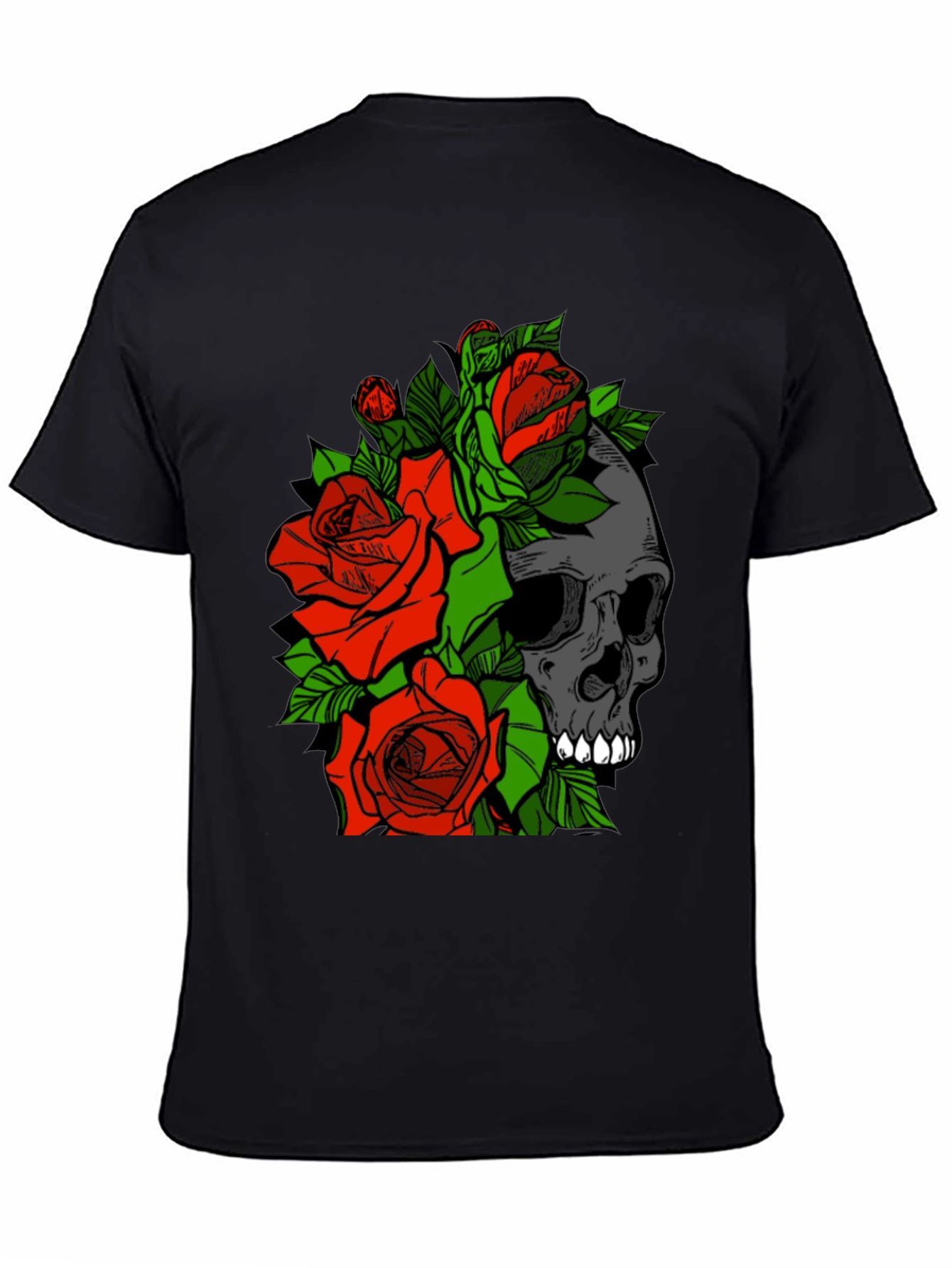 Skull and Roses Graphic Tee - Black