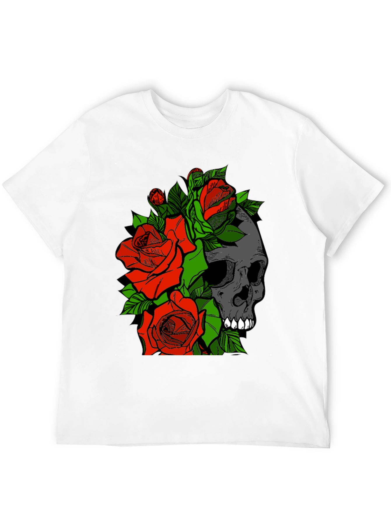 Skull and Roses Graphic Tee - Black