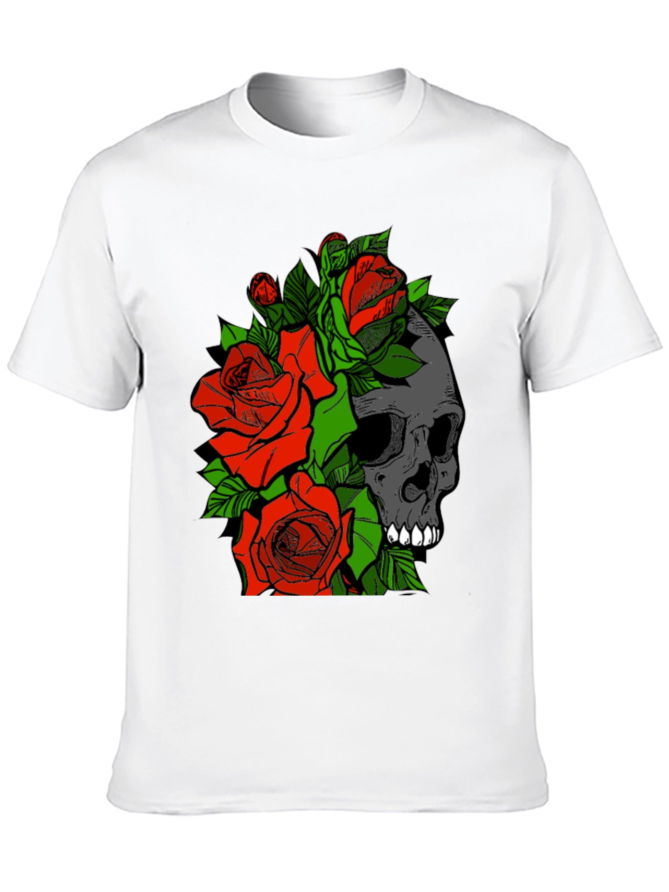 Skull and Roses Graphic Tee - Black