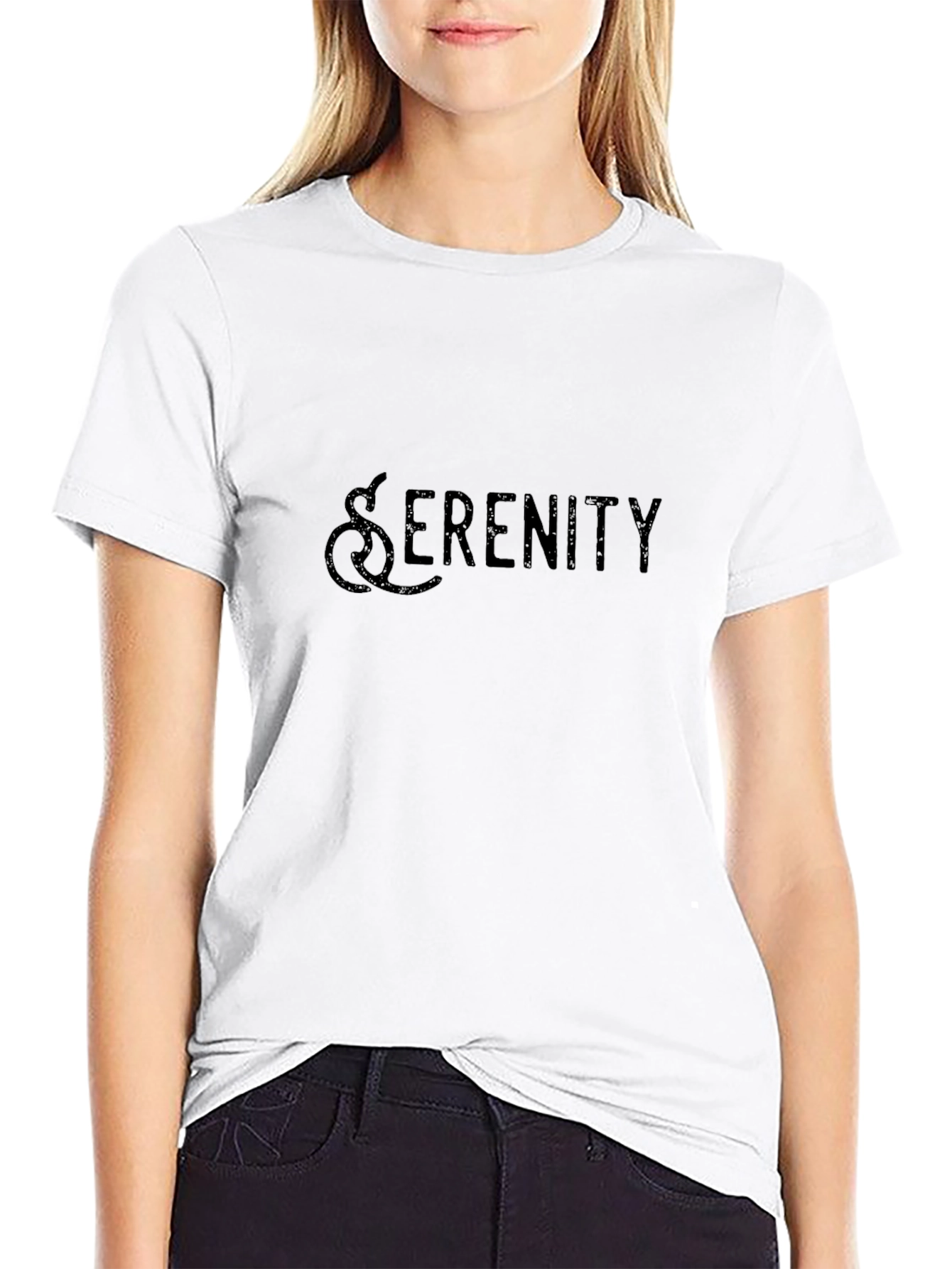 Serenity Graphic Tee - Premium Black Cotton