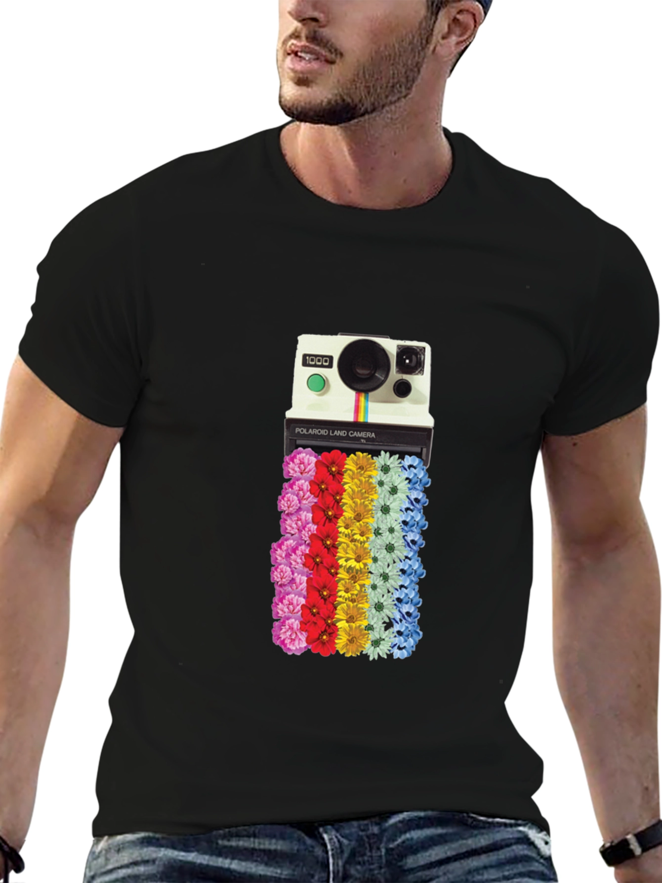 Retro Camera Floral Graphic T-Shirt