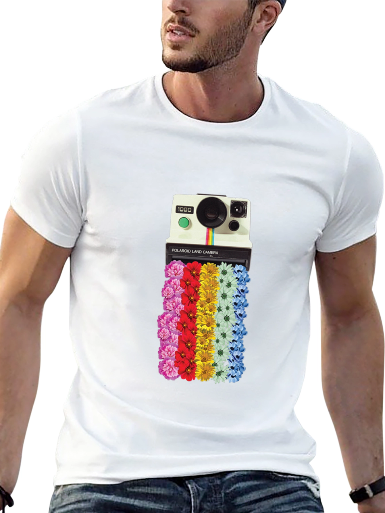 Retro Camera Floral Graphic T-Shirt