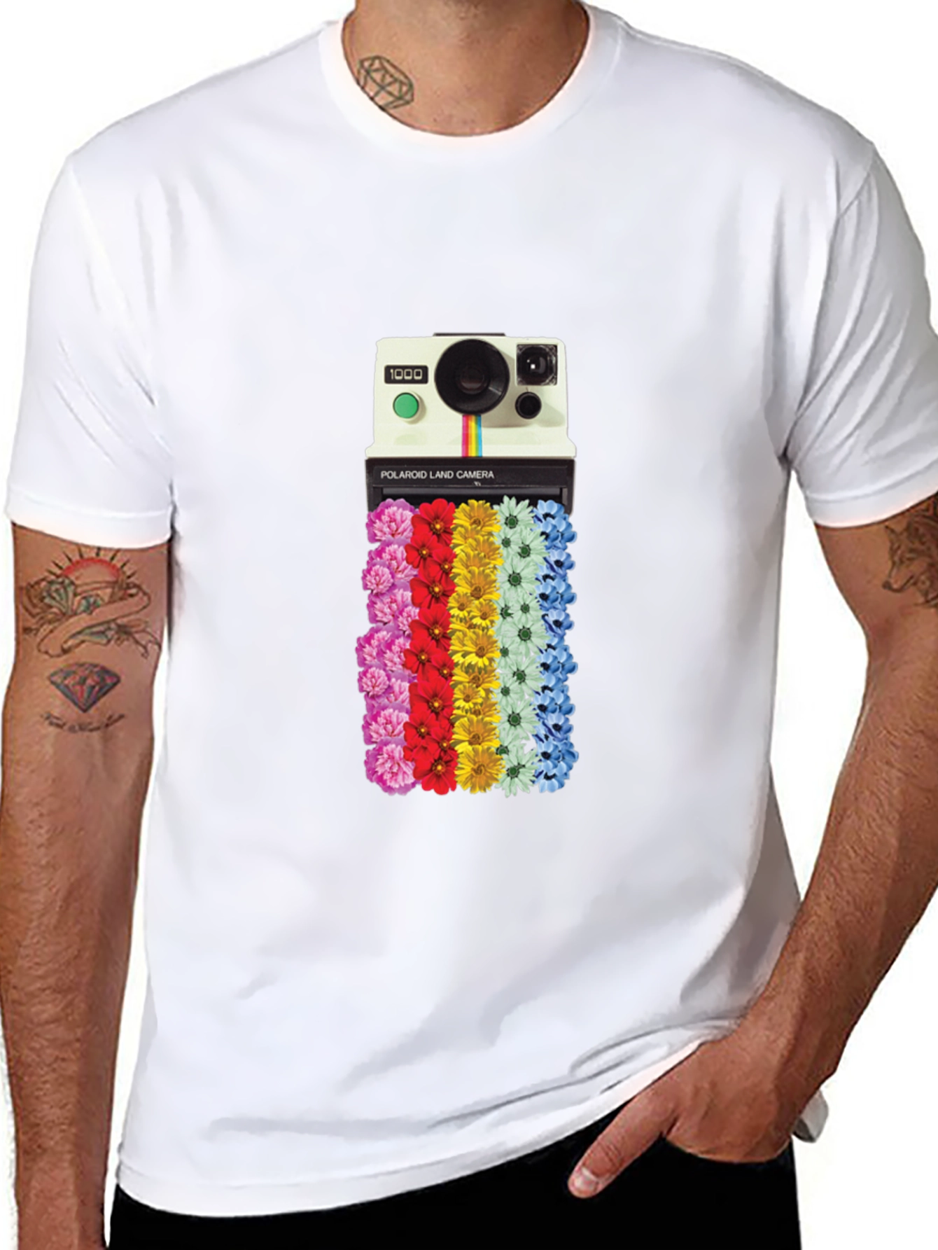 Retro Camera Floral Graphic T-Shirt