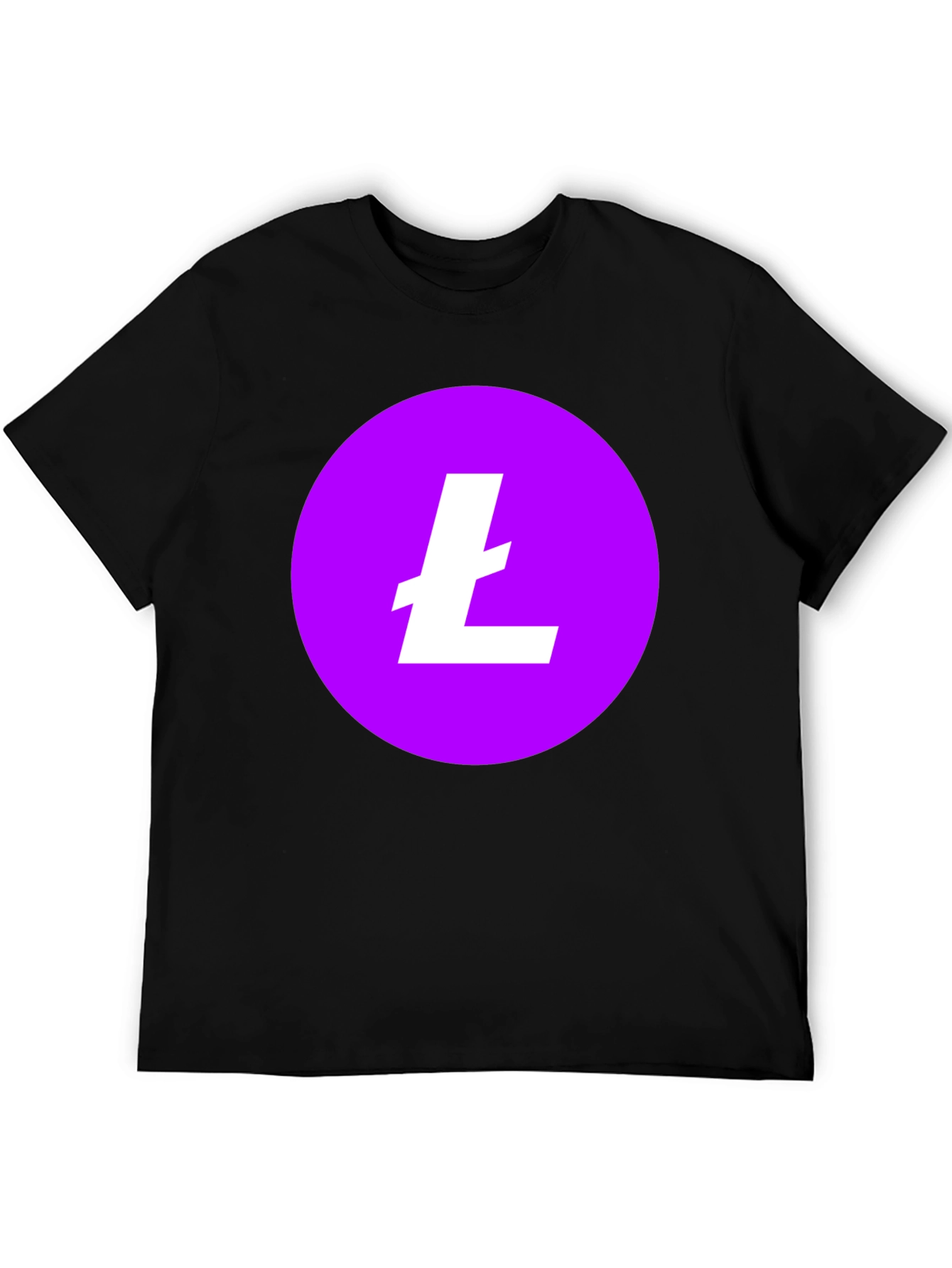Litecoin Crypto T-Shirt - Round Purple Logo Black Tee