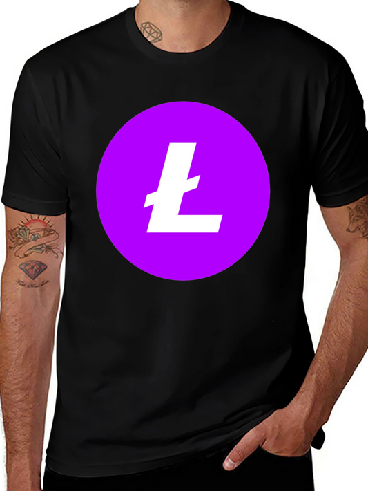 Litecoin Crypto T-Shirt - Round Purple Logo Black Tee