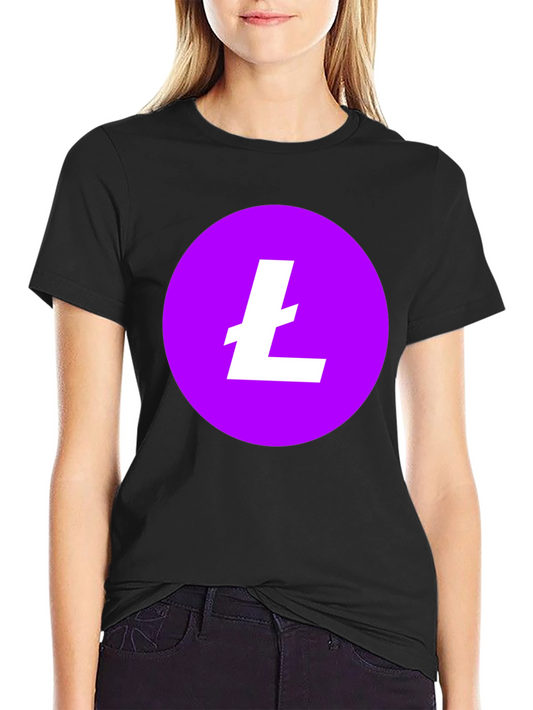Litecoin Crypto T-Shirt - Round Purple Logo Black Tee
