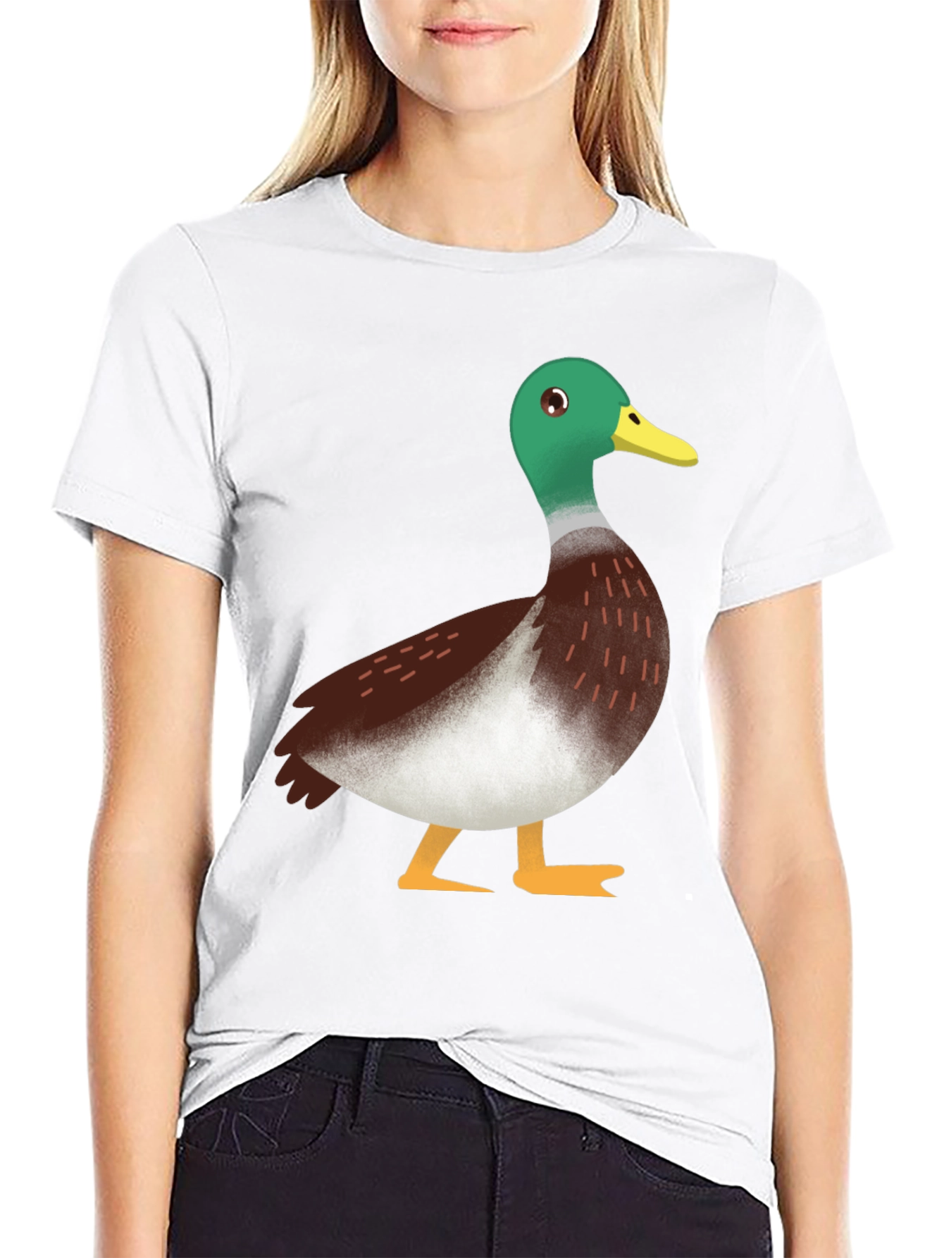 Duck Graphic Tee - Black Cotton Casual