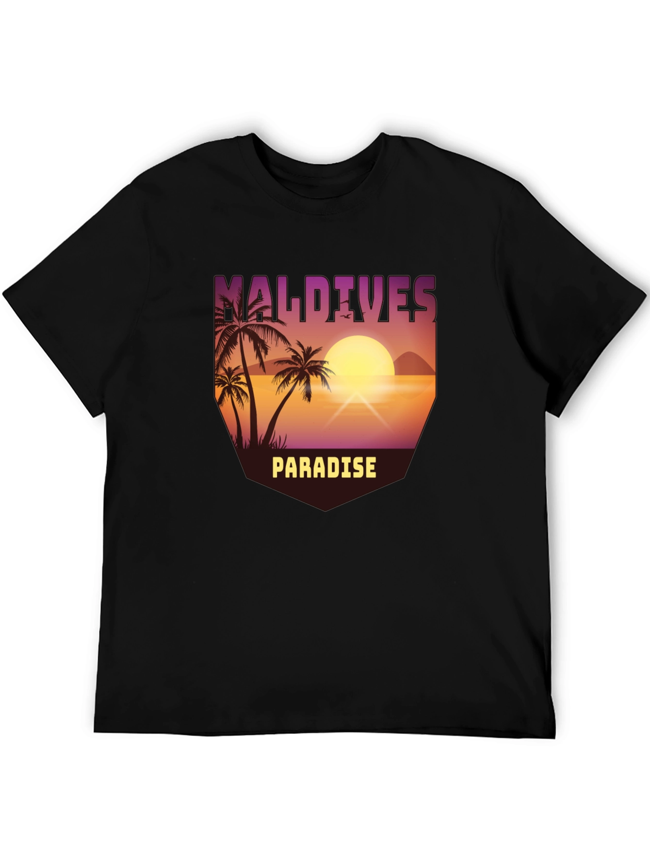 Maldives Paradise Graphic T-Shirt - Tropical Island Design