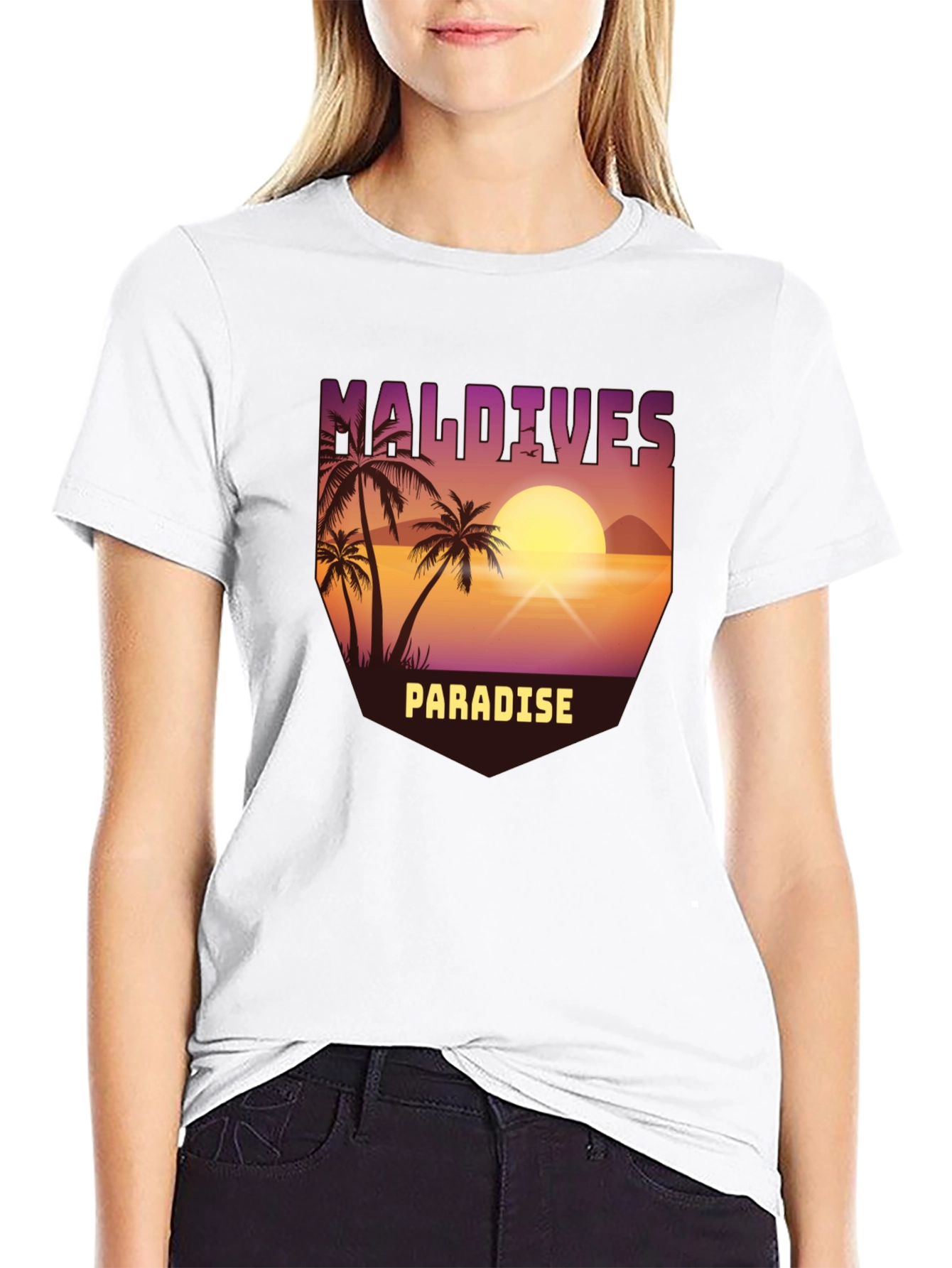 Maldives Paradise Graphic T-Shirt - Tropical Island Design