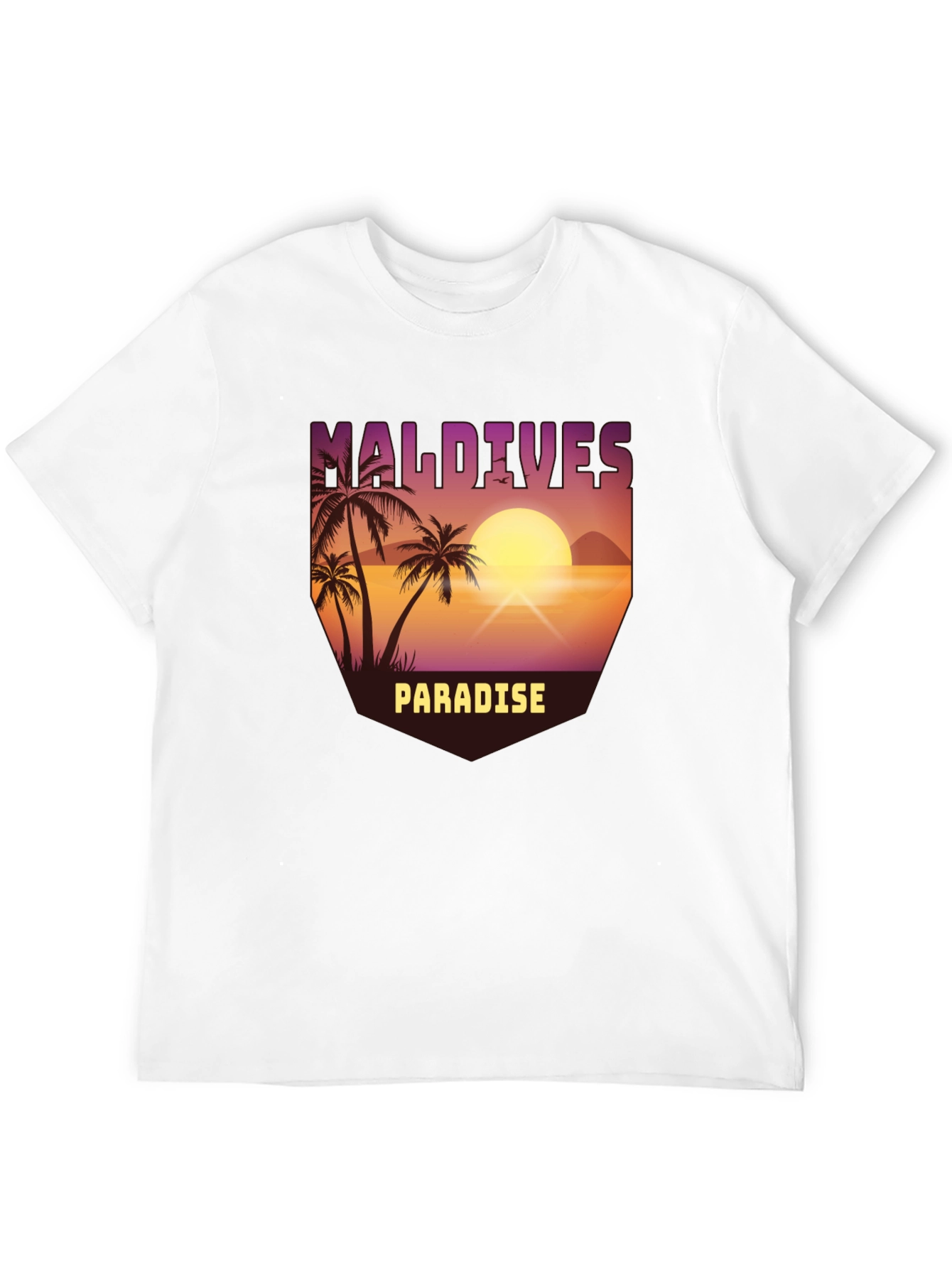 Maldives Paradise Graphic T-Shirt - Tropical Island Design
