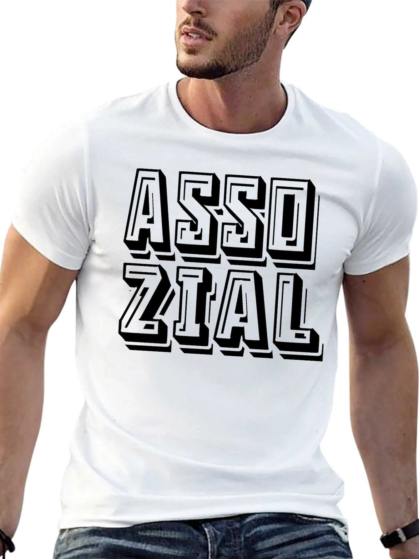 Stylish Assozial Graphic Print Black T-Shirt